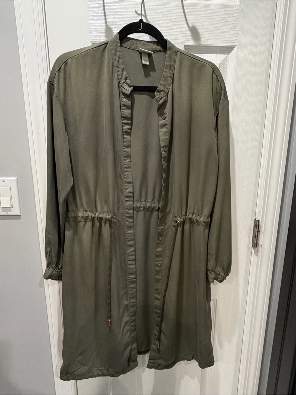 a new day Olive Drawstring Waist Longline Shirt Jacket